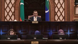 ރައްޔިތުންގެ މަޖިލީހުގެ ރިޔާސަތު ރައީސް ނަޝީދު ބަލަހައްޓަވަނީ -ފޮޓޯ: މަޖިލިސްގެ އިދާރާ