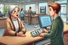 elderly woman - bank teller