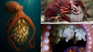 mother octopus guarding eggs