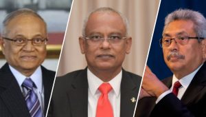 ސްރީލަންކާގެ ރައީސް ރާޖަޕަކްސަ، ރައީސުލްޖުމްހޫރިއްޔާ އިބްރާހިމް މުހައްމަދު ސޯލިހު އަދި ރައީސް މައުމޫން